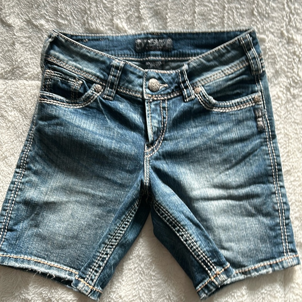 Silver jean shorts